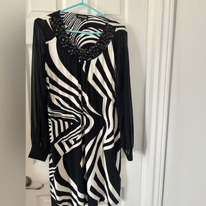 Black and White Print Dress - Size 16